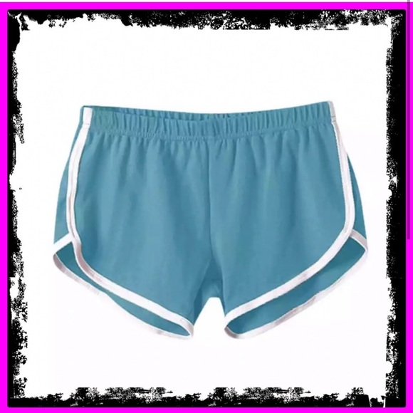 New Woman’s Sports Fitness Light Blue Elastic Comfy Yoga Shorts - Picture 3 of 6